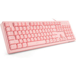 teclado de membrana onikuma g25 de 104 teclas rosado